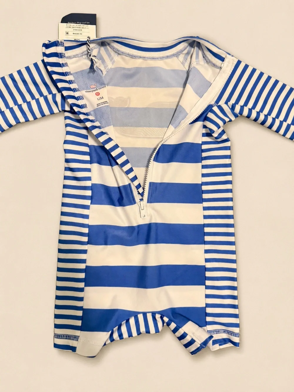 NWT Vineyard Vines x Target Blue & White Striped One-Piece Rash Guard – Size 12M